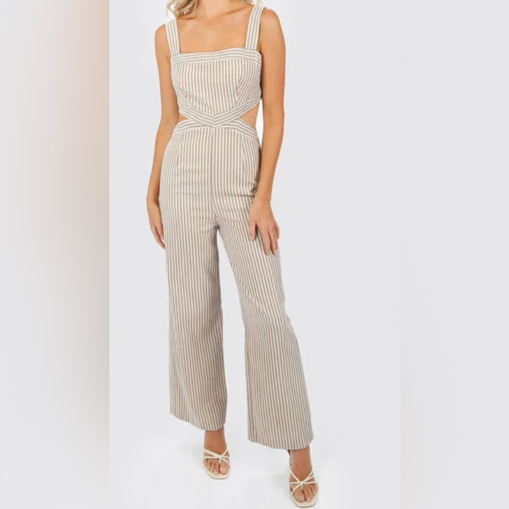 Vici Stripped tan/white cut out jumper